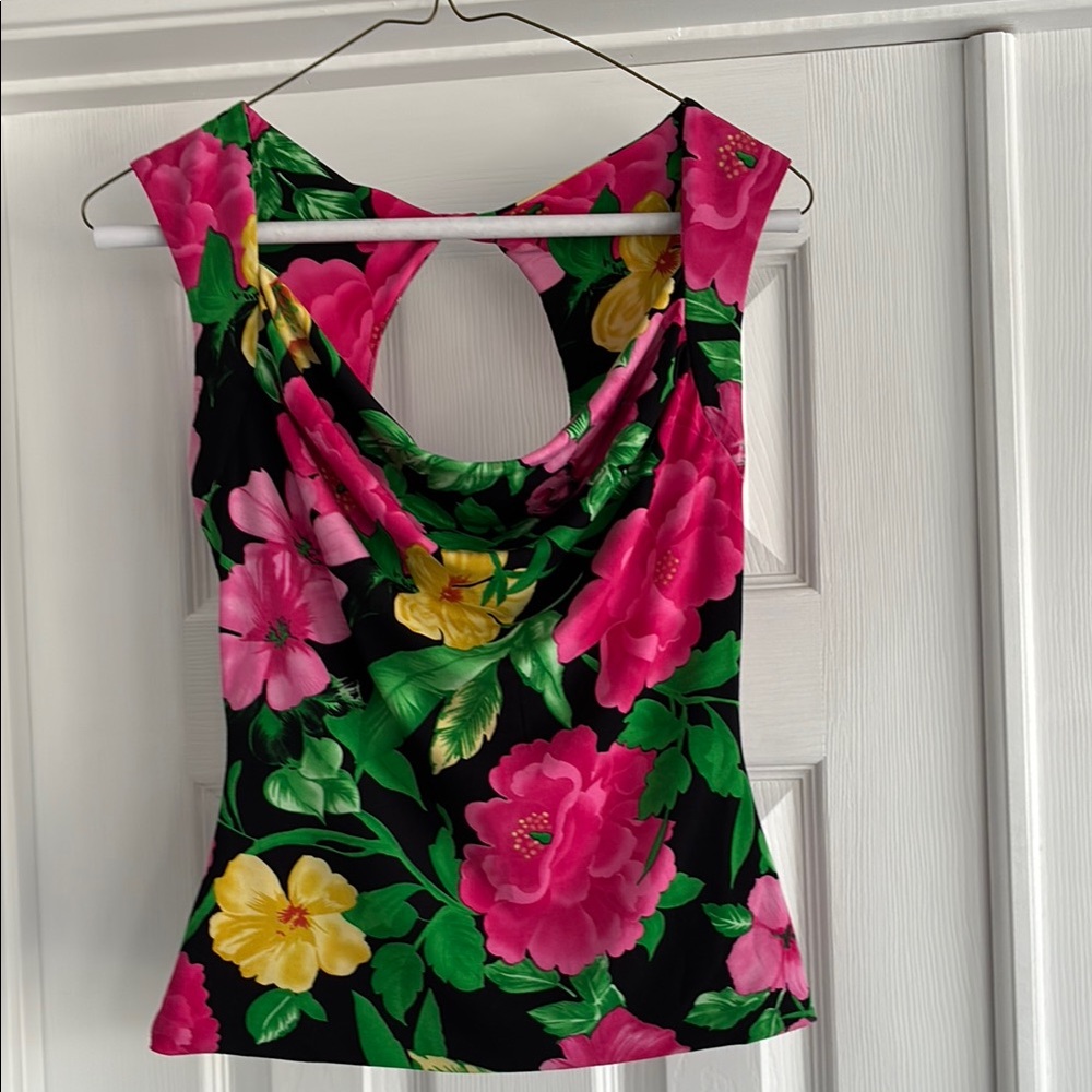 Cache Vibrant Floral Tank Top - Pink, Yellow, Green